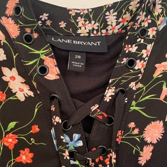 Black floral prairie/peasant/boho/70s Dress Lane Bryant Sz 28 Maxi Length - Picture 3 of 8